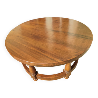 Table basse ronde en noyer massif; diamètre 80 cm