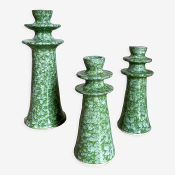 Set de bougeoirs en céramique tamegroute vert clair