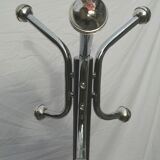 1960 chrome and brown parrot coat rack, 8 balls, marble base