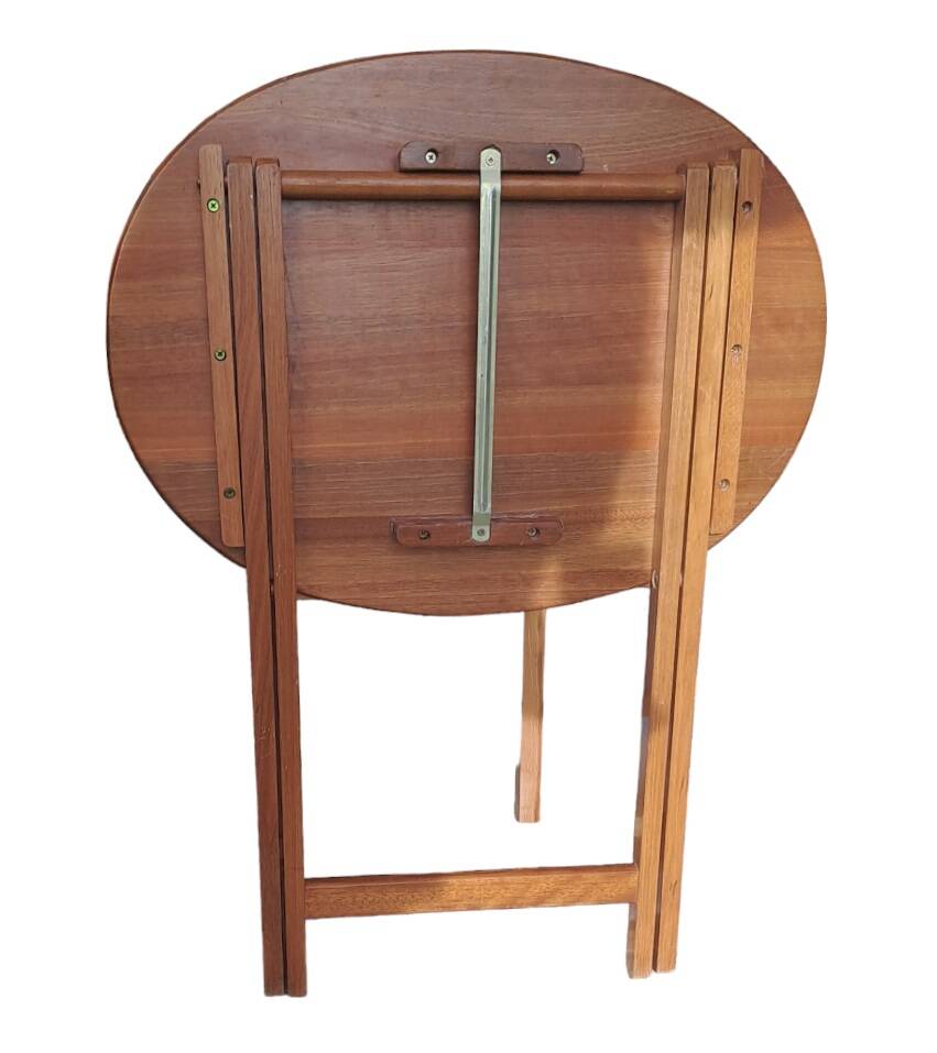 Oval teak wooden folding boat table 1970 Wooden side table sold individually