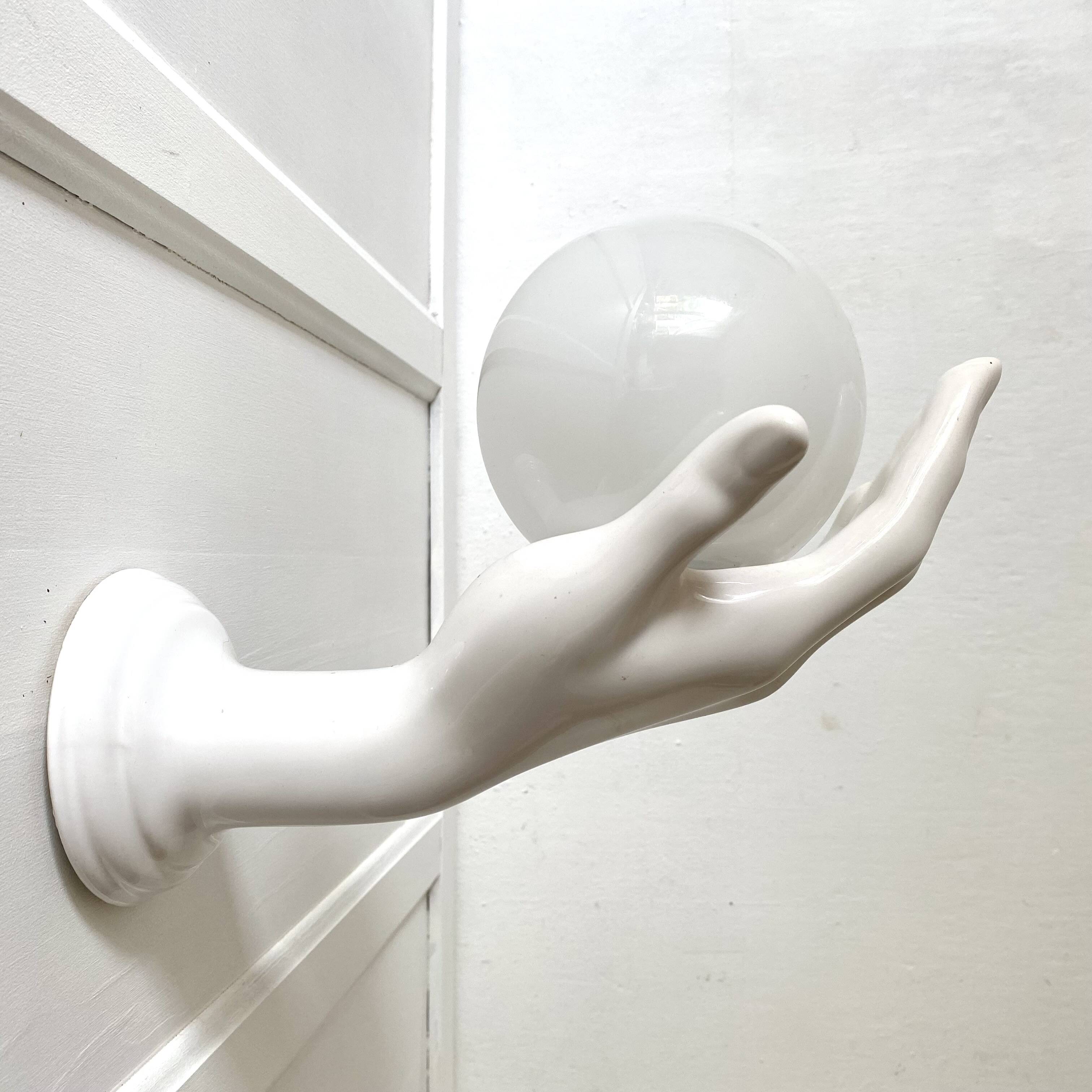 Ceramic and opaline women's hand wall light, 1970s