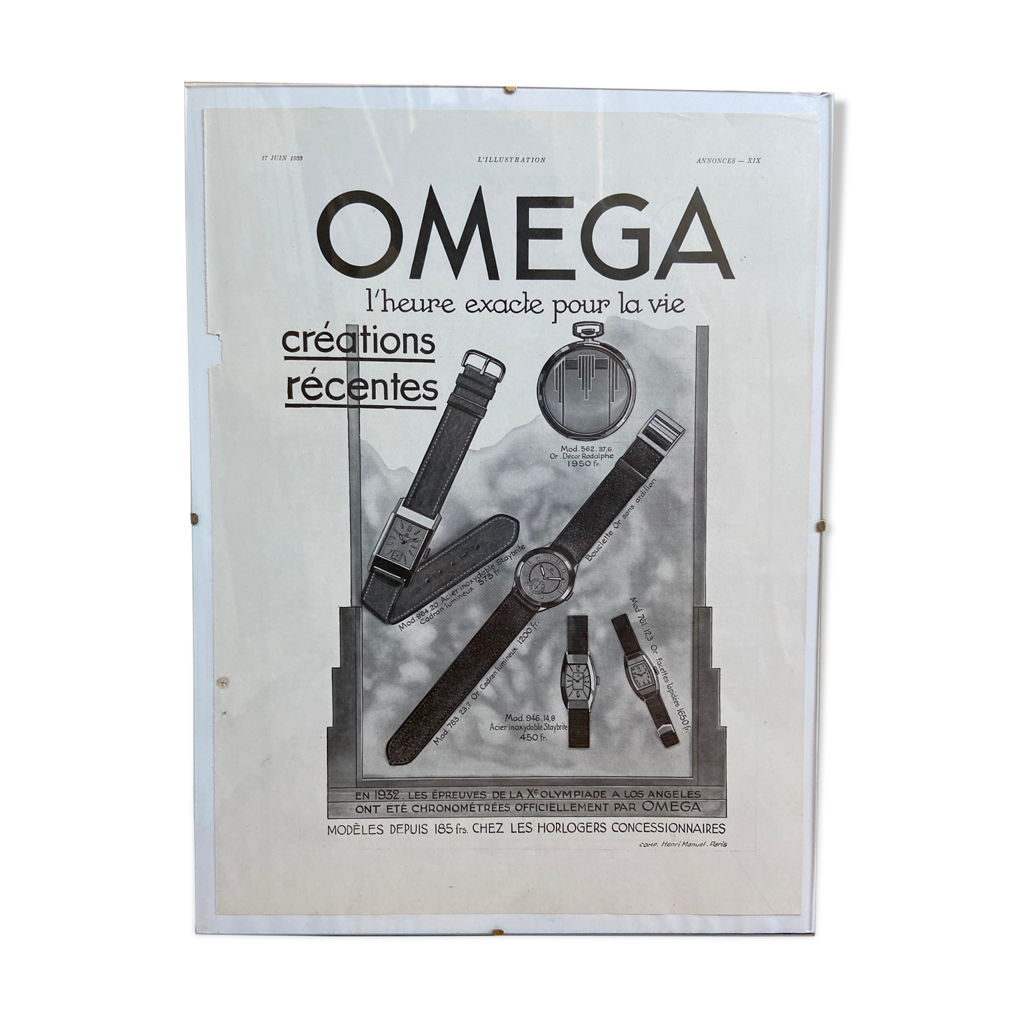 Advertising poster Omega 17 June 1933