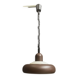 Knud Christensen pendant lamp model UFO in Brown metal, and white plastic 1970s