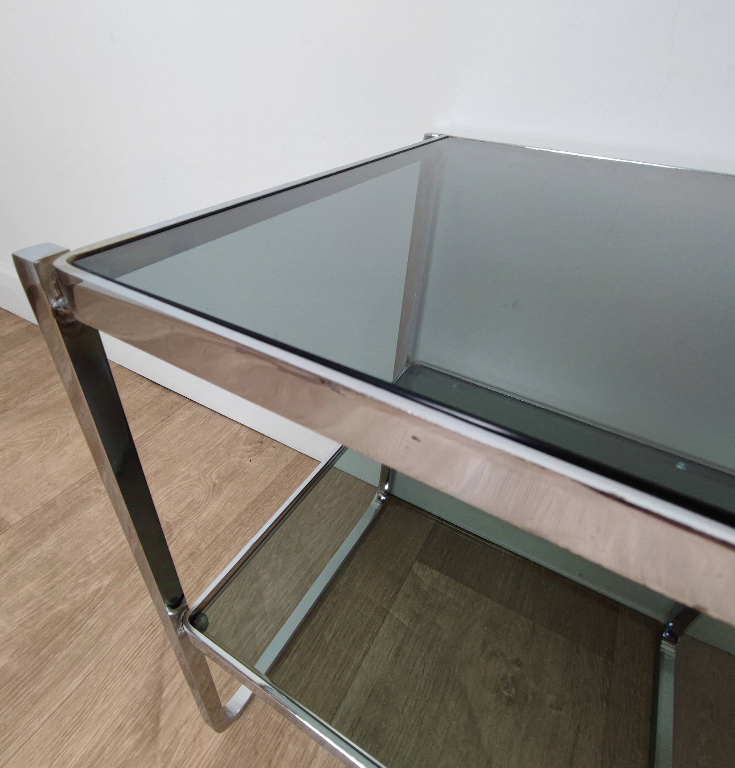 Chrome and glass side table