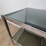 Chrome and glass side table