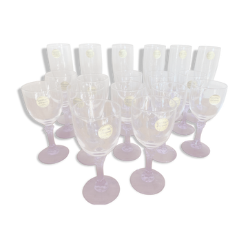 Set of vintage lilac crystal glasses