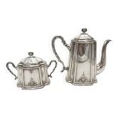 Service à café en métal argenté , cafetière et sucrier
