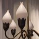 Lustre "Tulip" in brass and glass by Fog and Morup, Denmark.