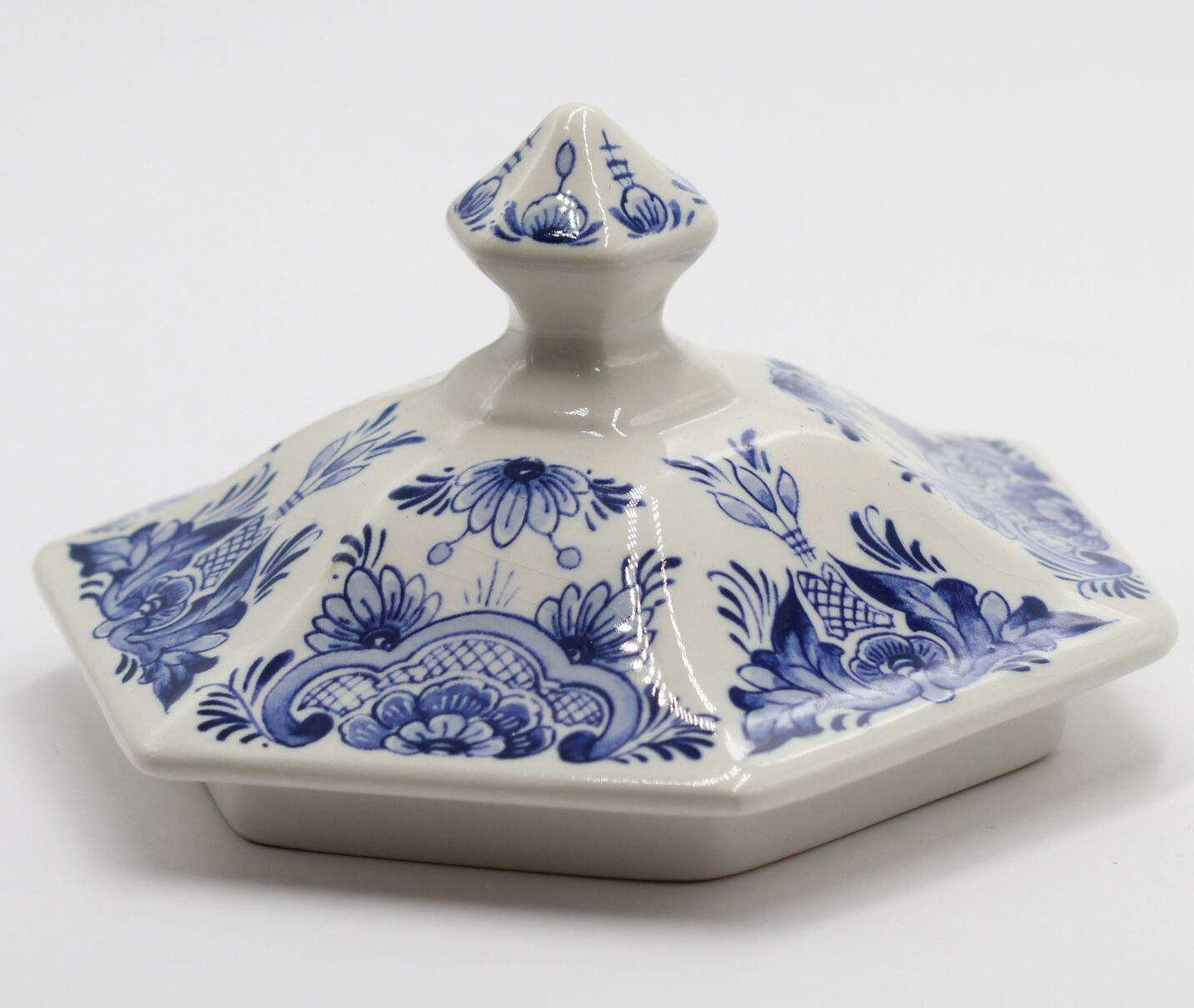 Old blue and white ceramic box