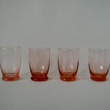 Set of 4 pink art deco water glasses from the 1930s