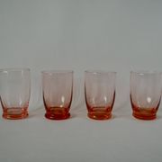 Set of 4 pink art deco water glasses from the 1930s