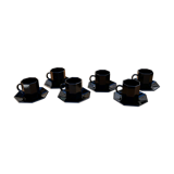 Set of 6 cups and under black vintage cups