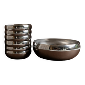 Set of 7 silver stainless steel bowls Space Age vintage Italian design stackable and elegant