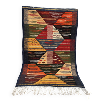 Petit tapis marocain, kilim picaso, tapis tissé plat, décoration intérieure