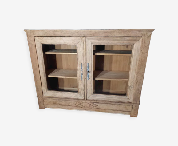 Meuble buffet bois massif portes vitrées vaisselier aéro-gommé