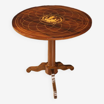 Table d'appoint anglaise en bois marqueté du 20ème siècle