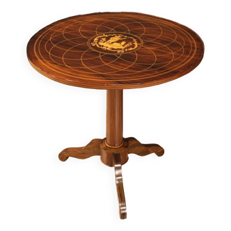 Table d'appoint anglaise en bois marqueté du 20ème siècle