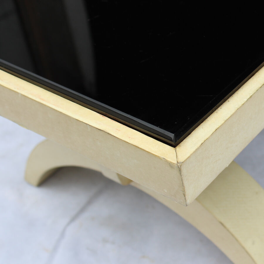 Black opaline and parchment coffee table