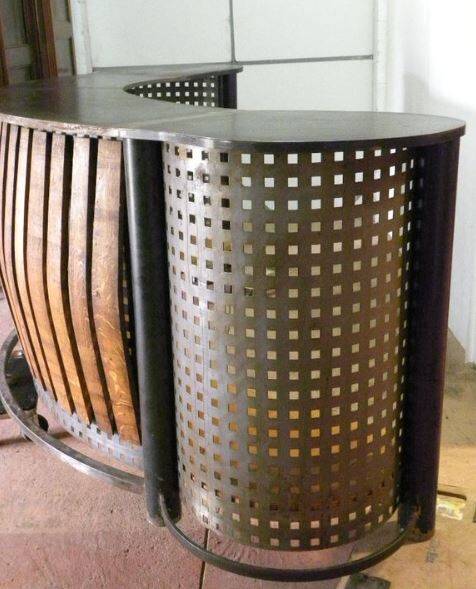 Large steel and wood counter bar