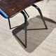 Set of 8 wenge wood chairs and gray green steel