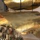 Hammered brass leaf light fixture 80cm
