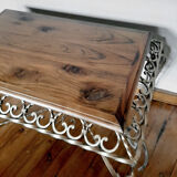 Table basse en fer forgé et bois