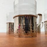 Vintage tea glasses RDA from East Germany by MUQ, Metallwarenfabrik Union Quedlinburg, set of 4.