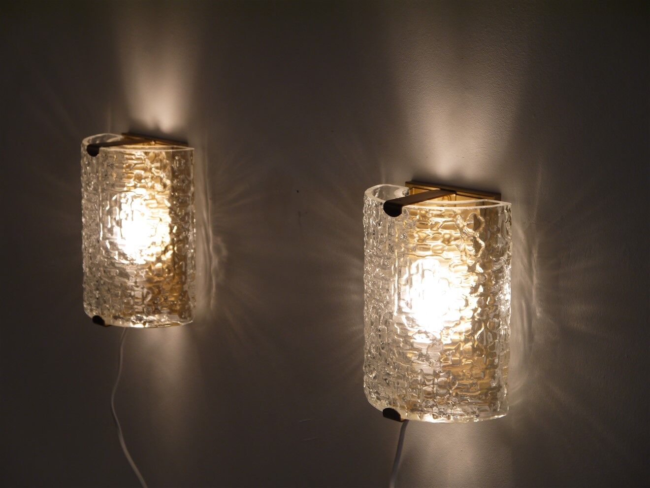 Pair of vintage Scandinavian glass sconces 1970