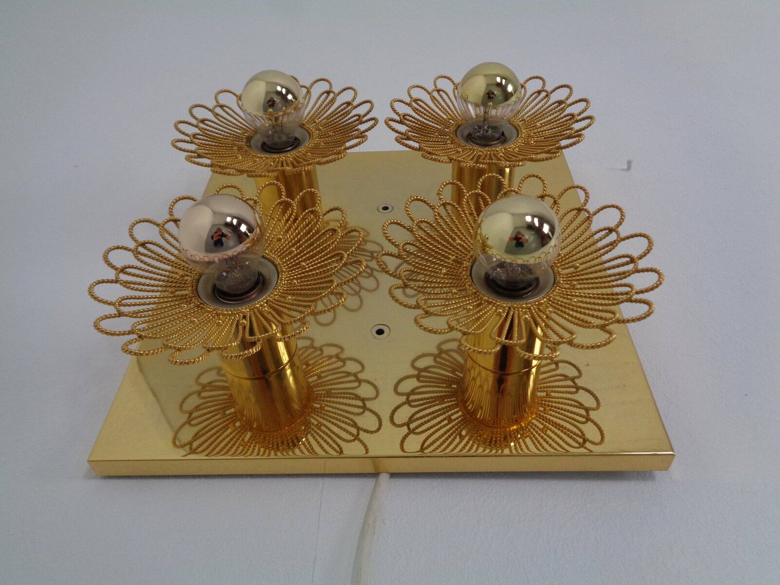 Space Age JBS Brass Sconce by Joseph Brumberg, 1960s