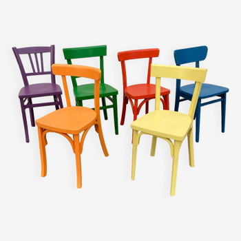 Set de 6 chaises bistrot peintes