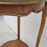 Selette pedestal side table Louis XV style with decorated marquetry and rosewood - 1900s