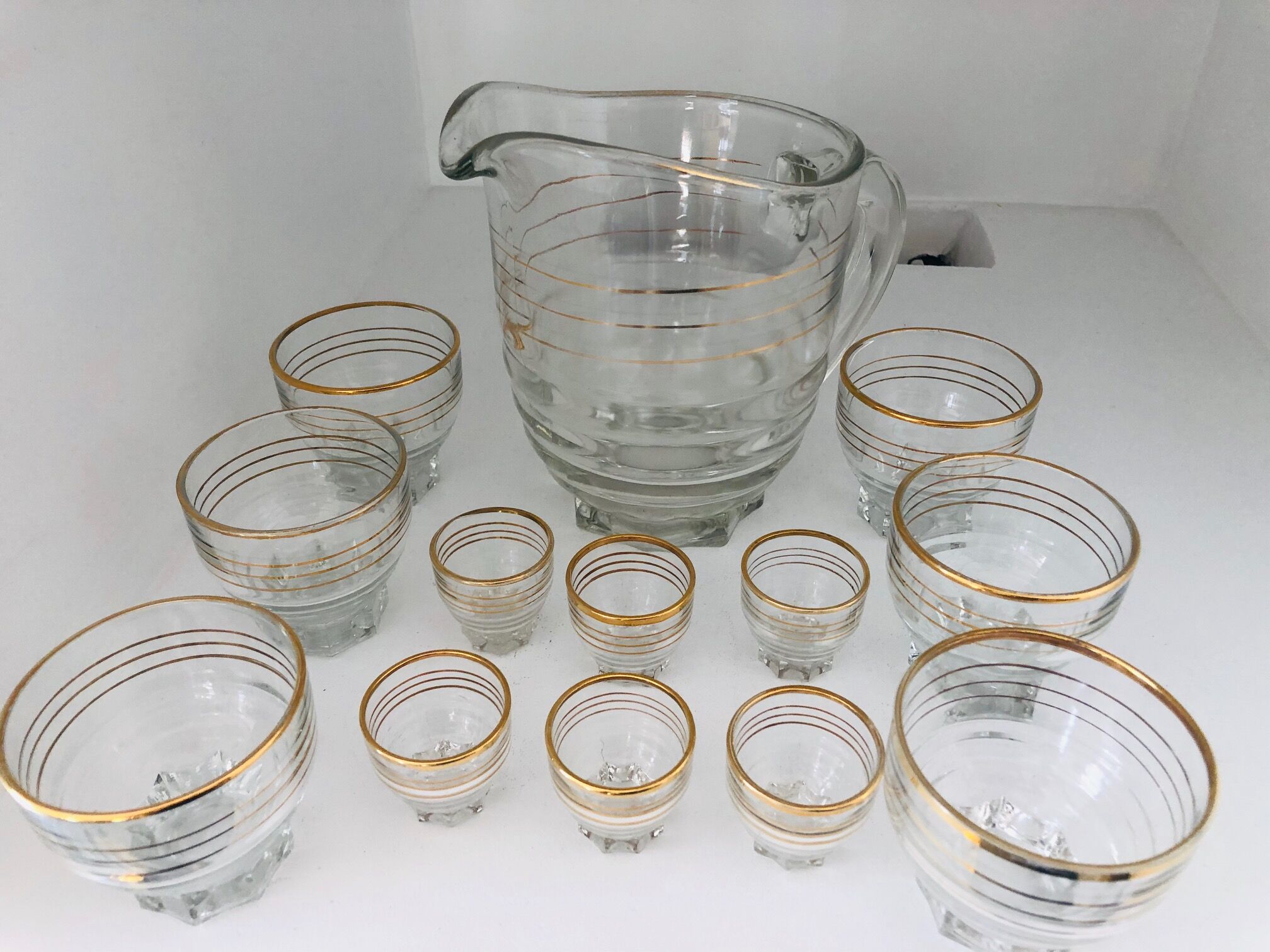 Lot of glasses and carafe year 50
