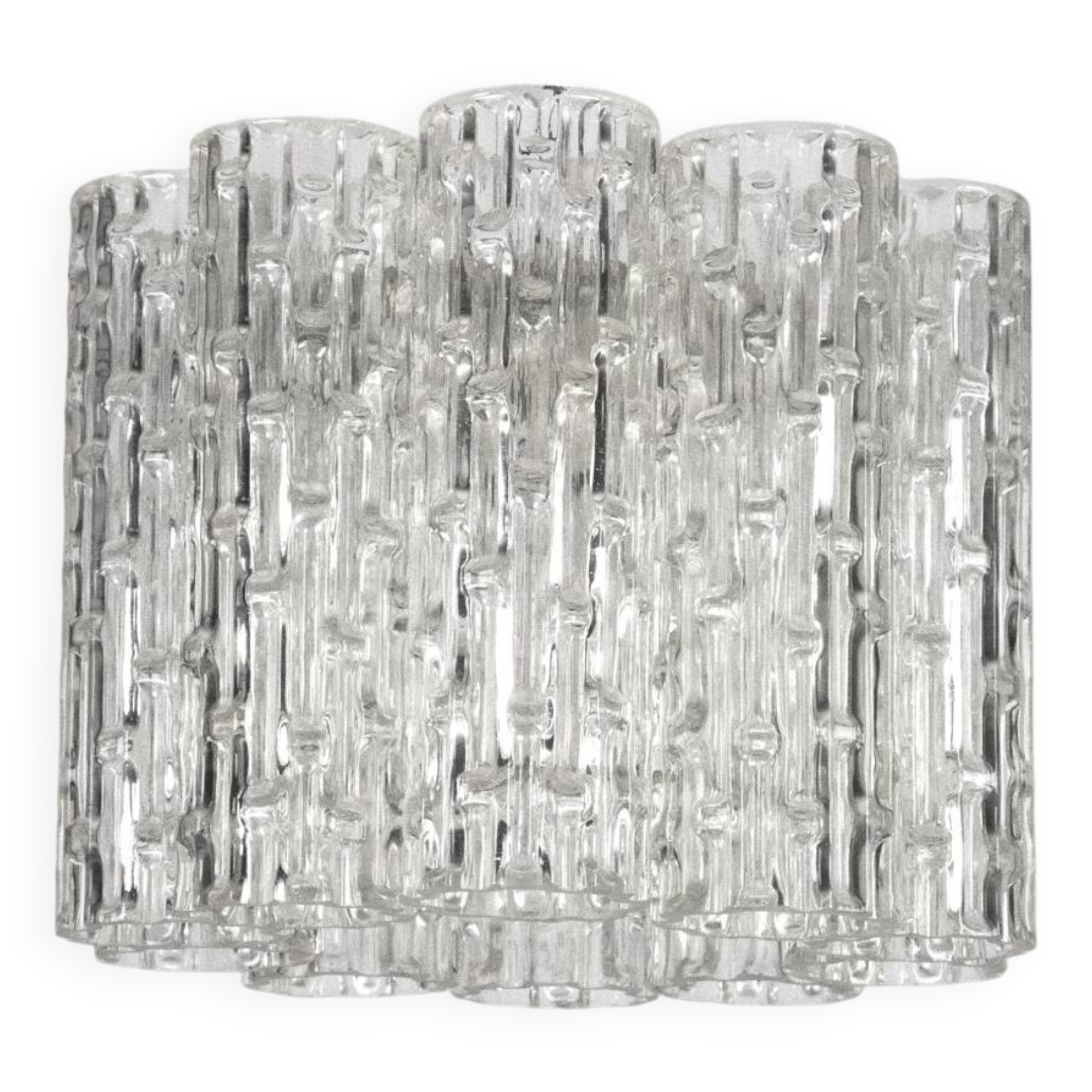 Mid-Century pendant in Murano glass elements and chrome. Italy 1960s