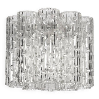 Mid-Century pendant in Murano glass elements and chrome. Italy 1960s