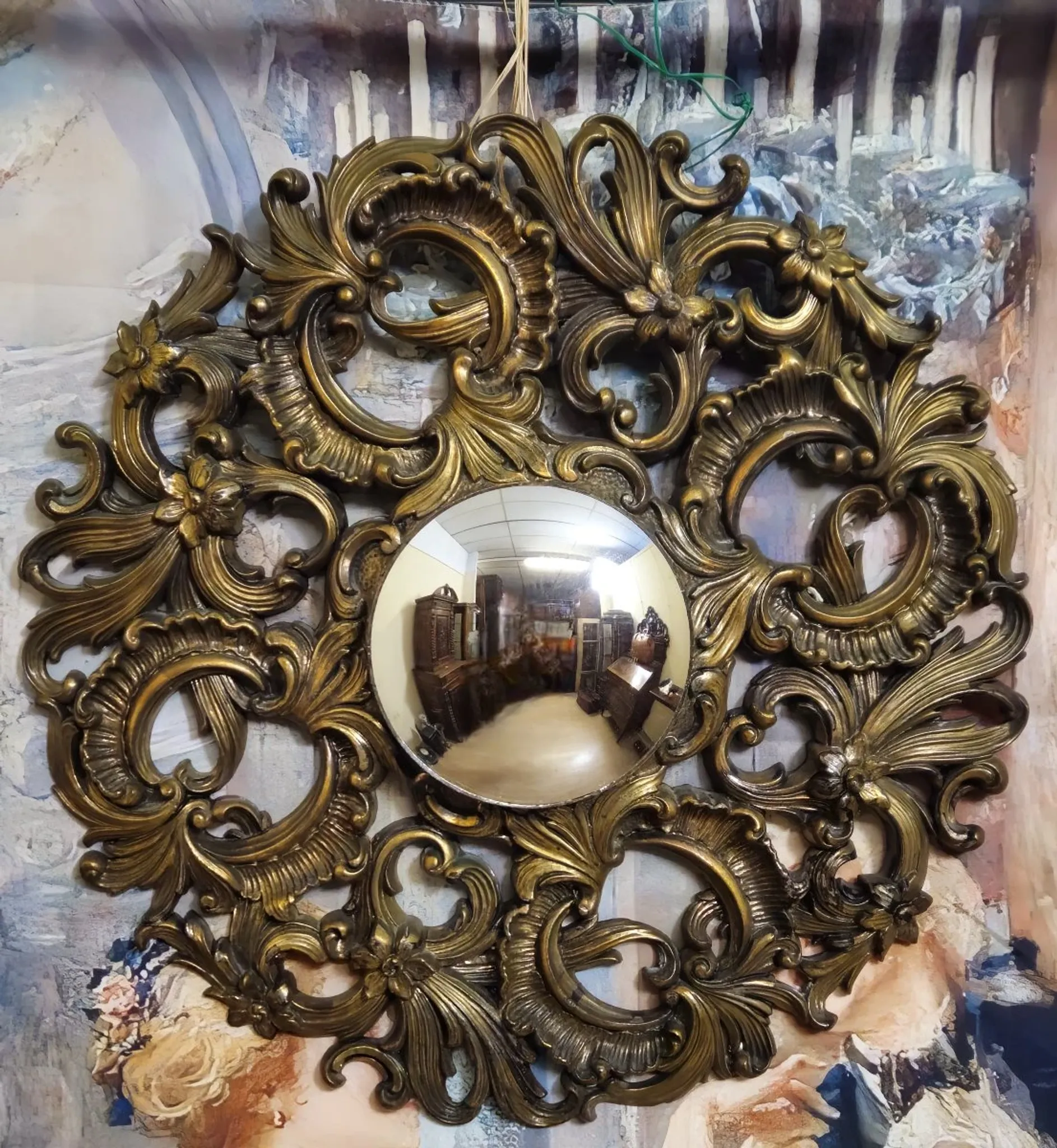 Antique gilded mirror in Baroque/Rococo style – Very richly carved frame