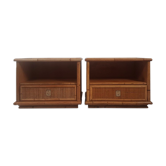 Paire de tables de chevet des années 60, Dal Vera, bambou et osier