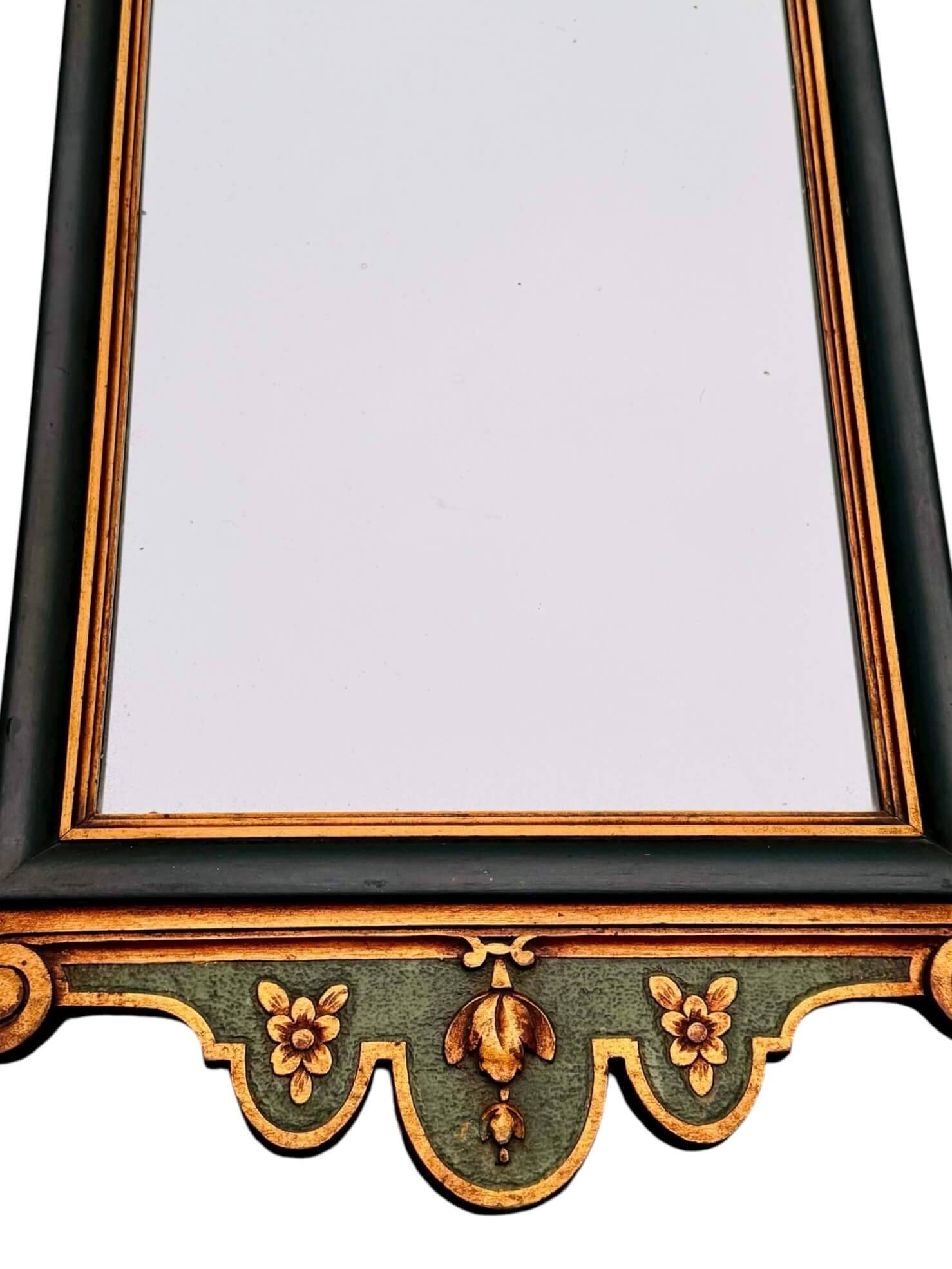 Antique full-length wall mirror in carved wood