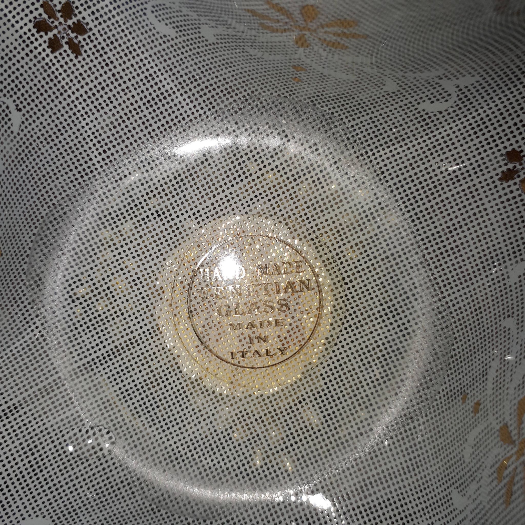 Vintage Art Glass Cup "Venetian Hammade J. I. Co"