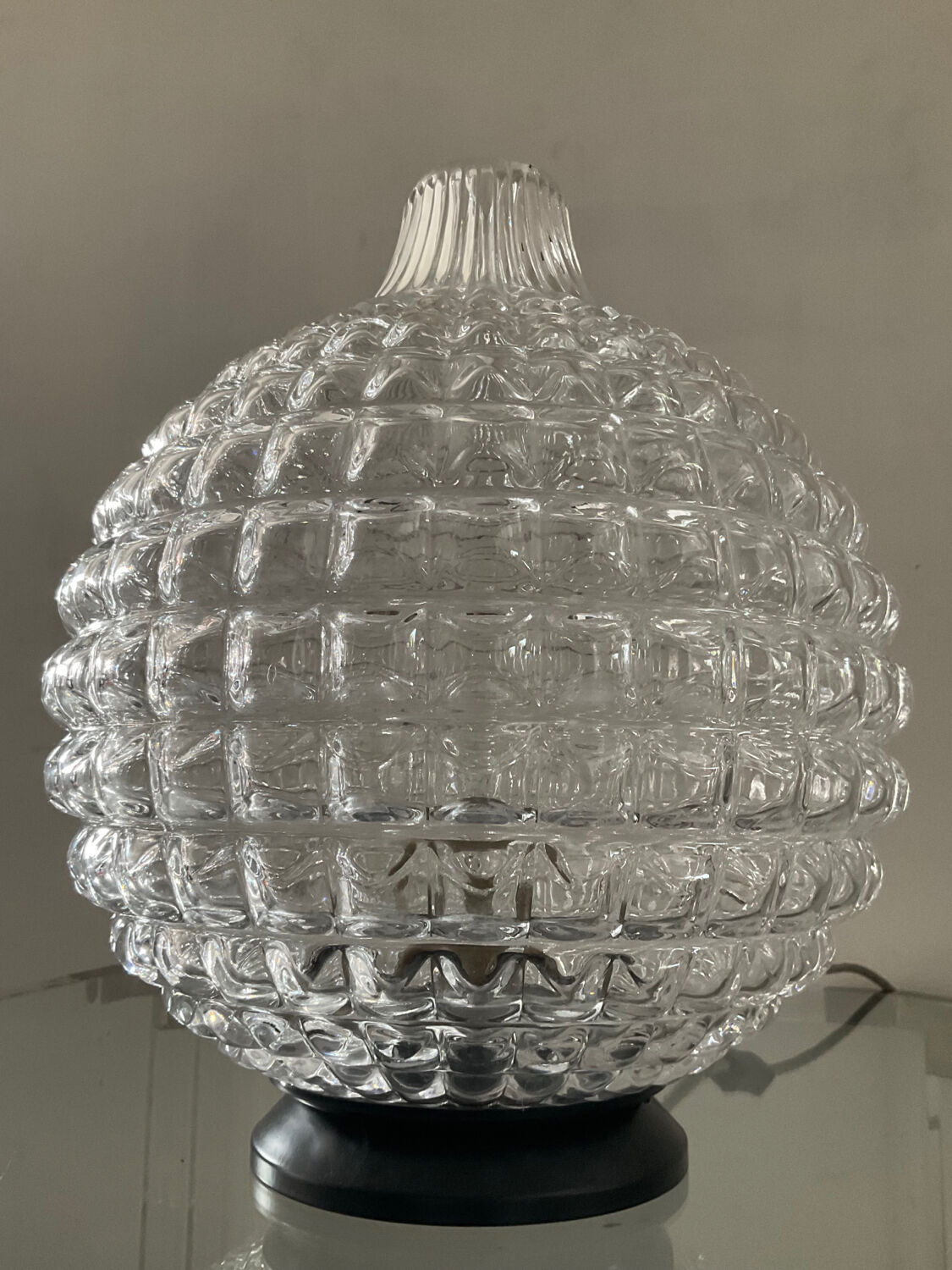 Vintage lamp from the 70s in molded glass