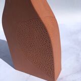 Handmade red earthenware flat vase