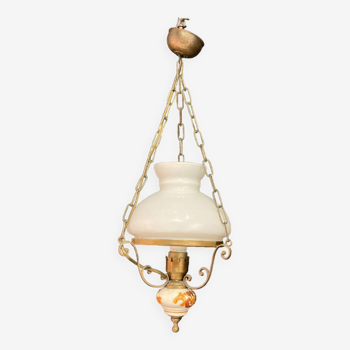 Brass and ceramic chandelier