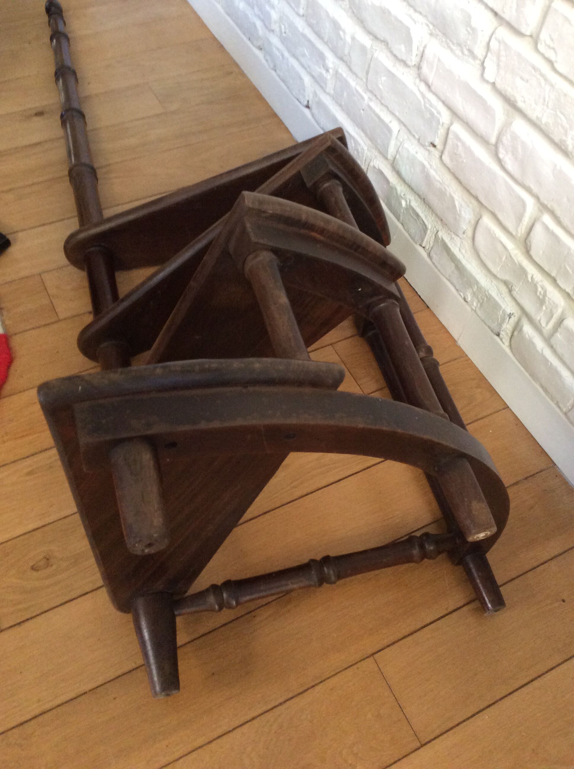 Wooden library staircase