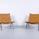 Imposing pair of leather and steel armchairs from the 1960s