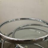 Vintage chrome coffee table with swivel tops