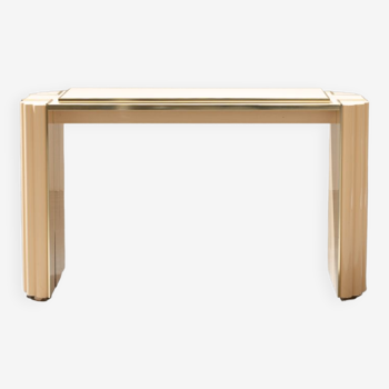 Delon console distributed by Maison Jansen in lacquered wood and brass from the 70s