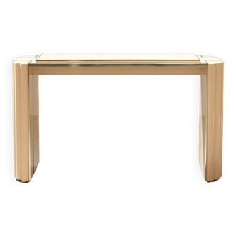 Console  Delon distribué par Maison Jansen en bois laqué et laiton des années 70