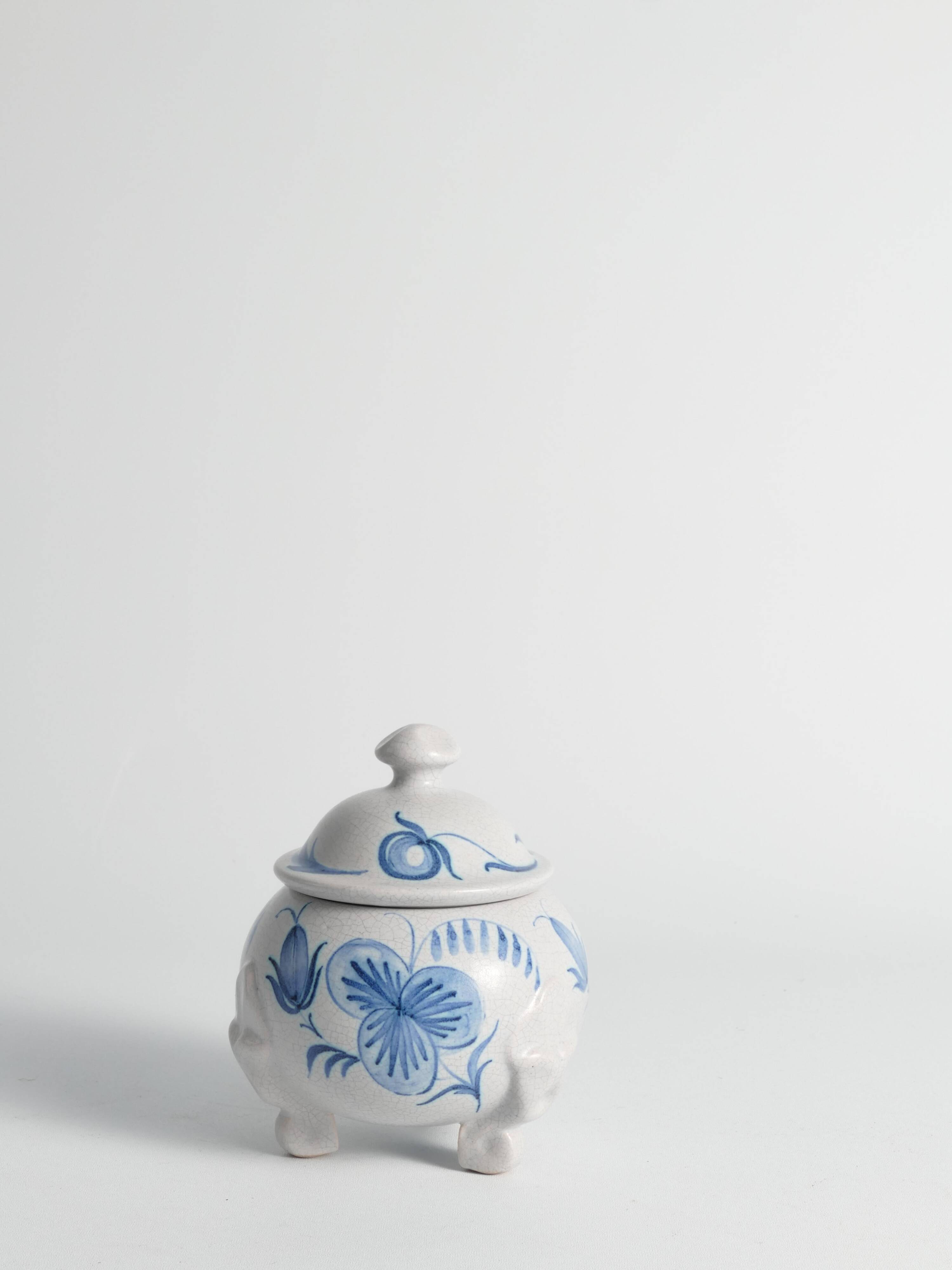 Swedish Grace French Blue Floral Decor Bonbonniere by Allan Eberling, Bo Fajans