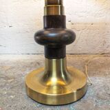 Large brass and wood lamp