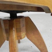 Wooden high chair, swivel chair, school chair, 1950s