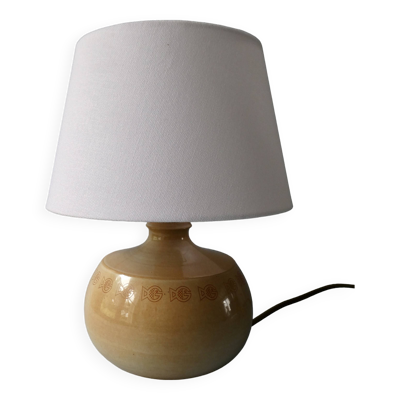 Lampe en céramique signée Montgolfier France, décor poissons